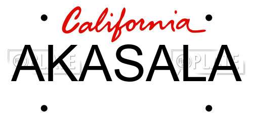AKASALA California License Plate