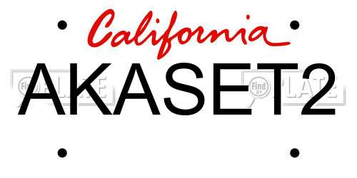 AKASET2 California License Plate