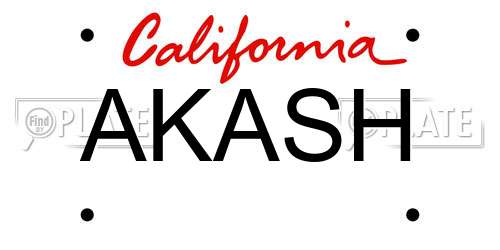 AKASH California License Plate