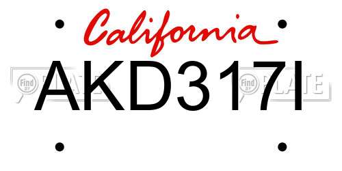AKD317I California License Plate