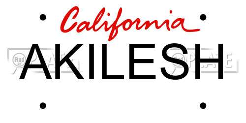 AKILESH California License Plate