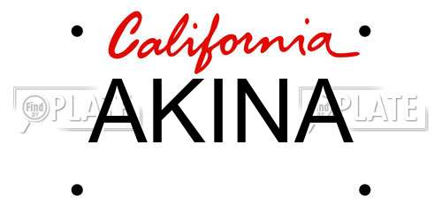 AKINA California License Plate