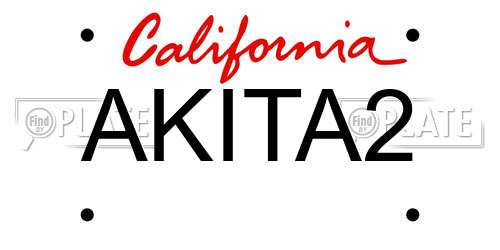 AKITA2 California License Plate