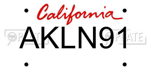 AKLN91 California License Plate