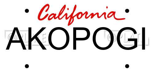 AKOPOGI California License Plate