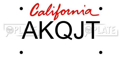 AKQJT California License Plate