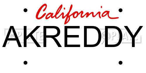 AKREDDY California License Plate