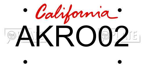 AKRO02 California License Plate