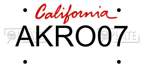 AKRO07 California License Plate
