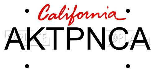 AKTPNCA California License Plate