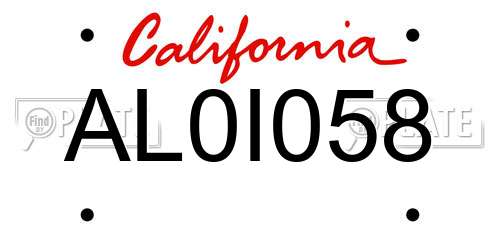 AL0I058 California License Plate