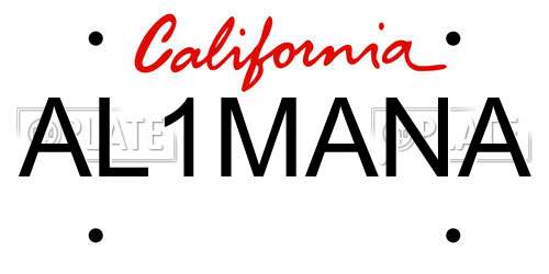 AL1MANA California License Plate