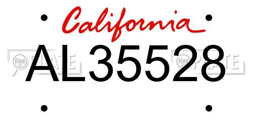 AL35528 California License Plate
