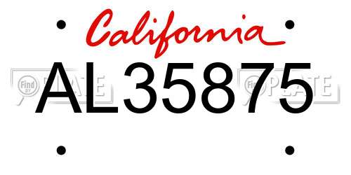 AL35875 California License Plate