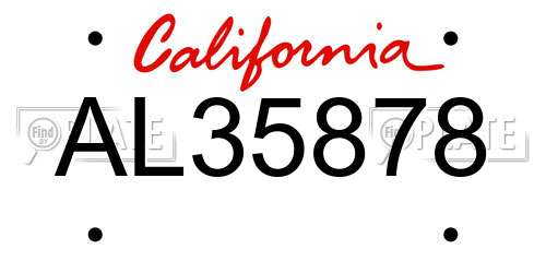 AL35878 California License Plate