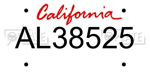 AL38525 California License Plate
