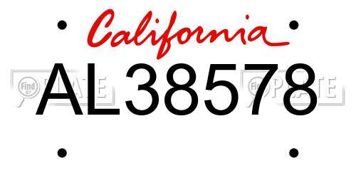 AL38578 California License Plate