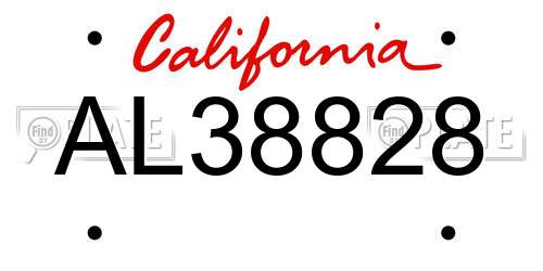 AL38828 California License Plate