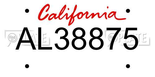 AL38875 California License Plate