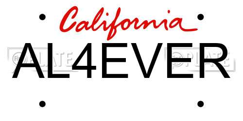 AL4EVER California License Plate