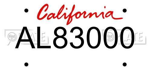 AL83000 California License Plate