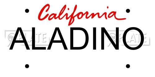 ALADINO California License Plate