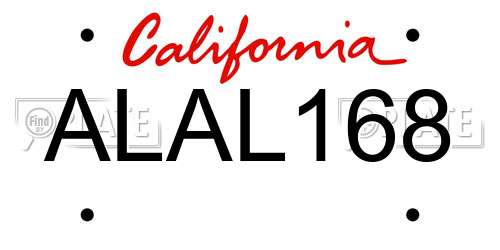 ALAL168 California License Plate