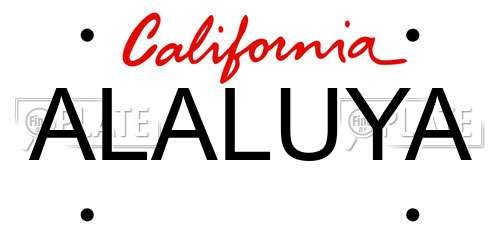ALALUYA California License Plate