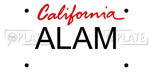 ALAM California License Plate