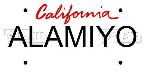 ALAMIYO California License Plate