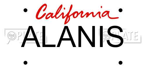 ALANIS California License Plate