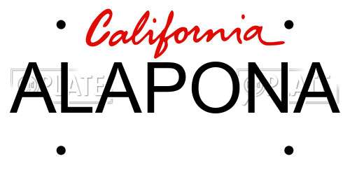 ALAPONA California License Plate
