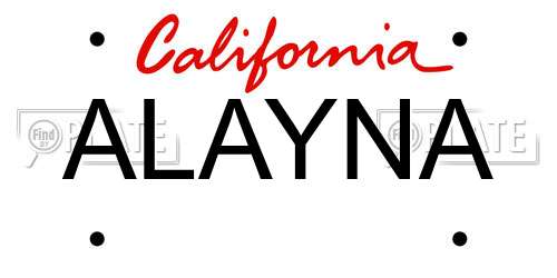 ALAYNA California License Plate