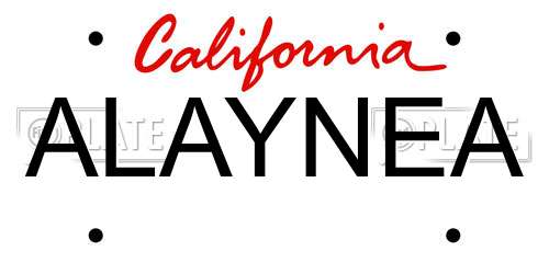 ALAYNEA California License Plate