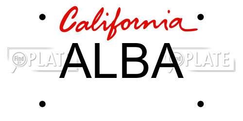 ALBA California License Plate