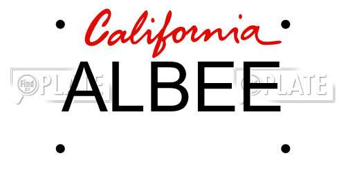 ALBEE California License Plate