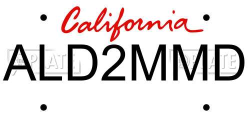ALD2MMD California License Plate