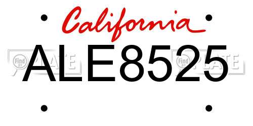 ALE8525 California License Plate