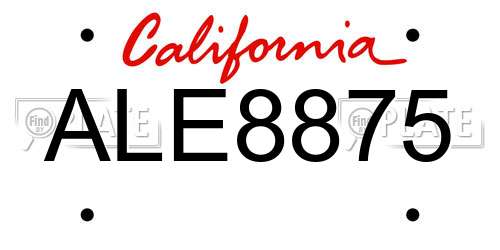 ALE8875 California License Plate