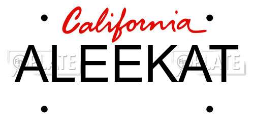 ALEEKAT California License Plate