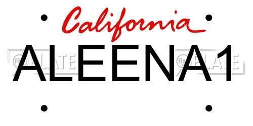 ALEENA1 California License Plate