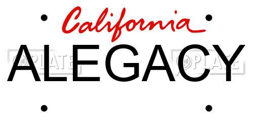 ALEGACY California License Plate