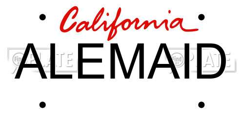 ALEMAID California License Plate