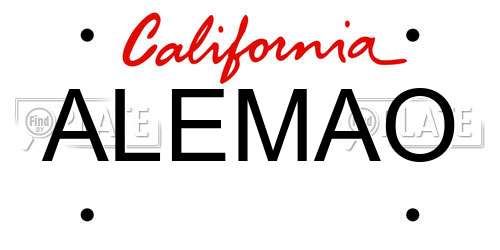 ALEMAO California License Plate