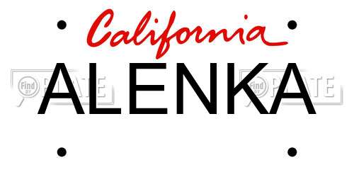 ALENKA California License Plate