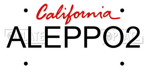 ALEPPO2 California License Plate