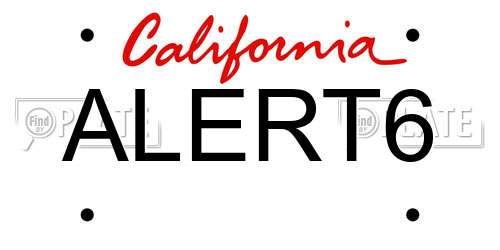 ALERT6 California License Plate