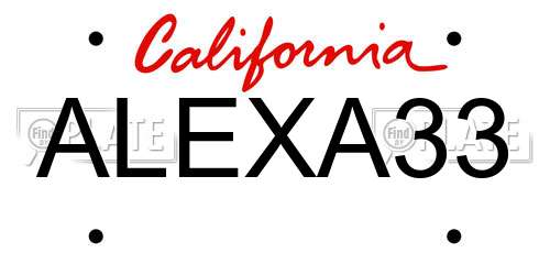 ALEXA33 California License Plate