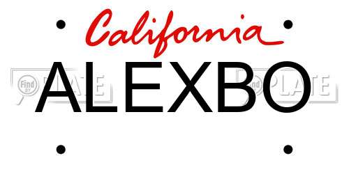 ALEXBO California License Plate