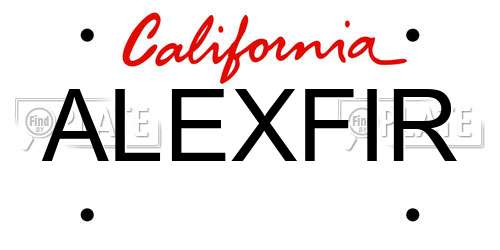 ALEXFIR California License Plate